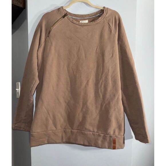 Ampersand & Ave light brown crew neck sweatshirt with zipper shoulder XXXL - Picture 1 of 9